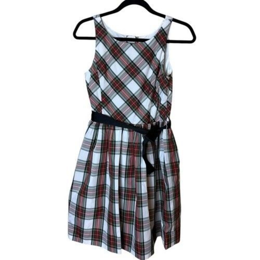 Polo Ralph Lauren Girls Size 16 Plaid Sleeveless Holiday Dress Black Waist Tie